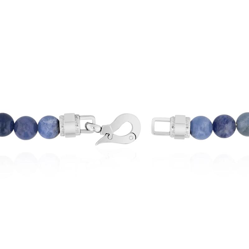 Men&#39;s Sodalite Bead Bracelet in Stainless Steel – Image 3 of 5