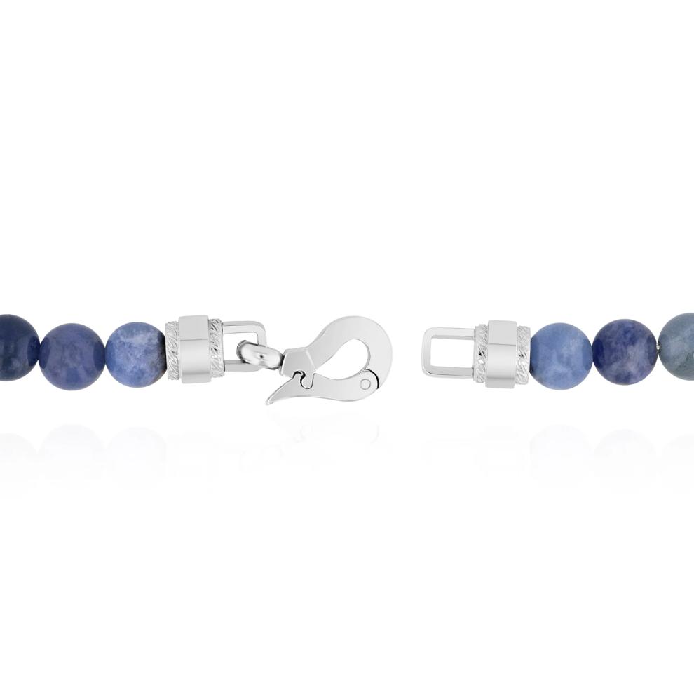 Men's Sodalite Bead Bracelet in Stainless Steel – Image 3 of 5