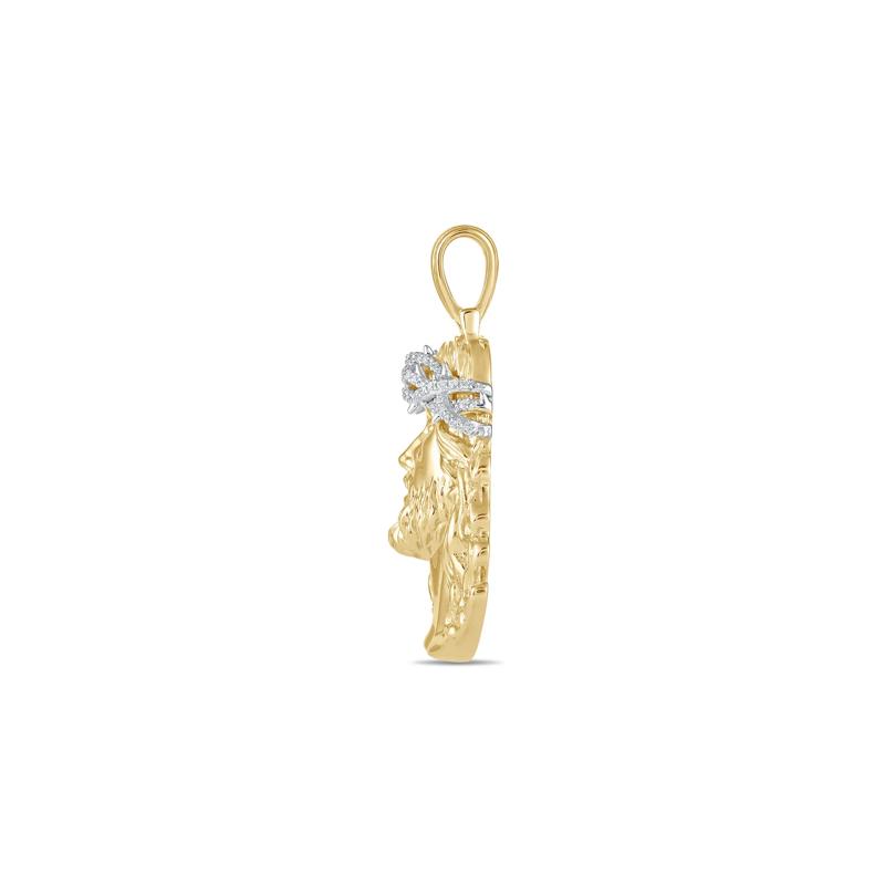 Diamond Crown of Thorns Jesus Charm in 10K Yellow Gold &#40;1/7 ct. tw.&#41; – Image 2 of 2