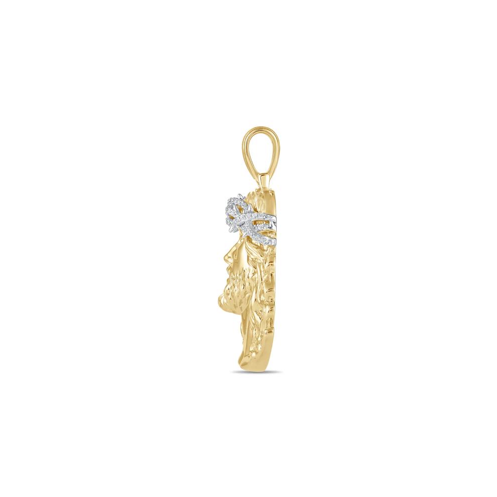 Diamond Crown of Thorns Jesus Charm in 10K Yellow Gold (1/7 ct. tw.) – Image 2 of 2