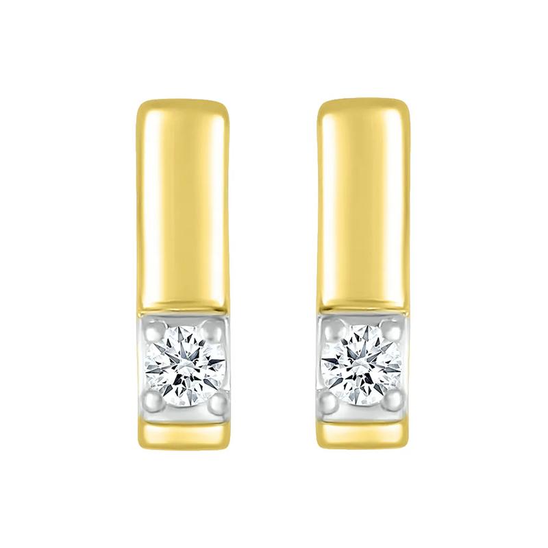 Diamond Accent Bar Stud Earrings in 10K Yellow Gold – Image 2 of 3