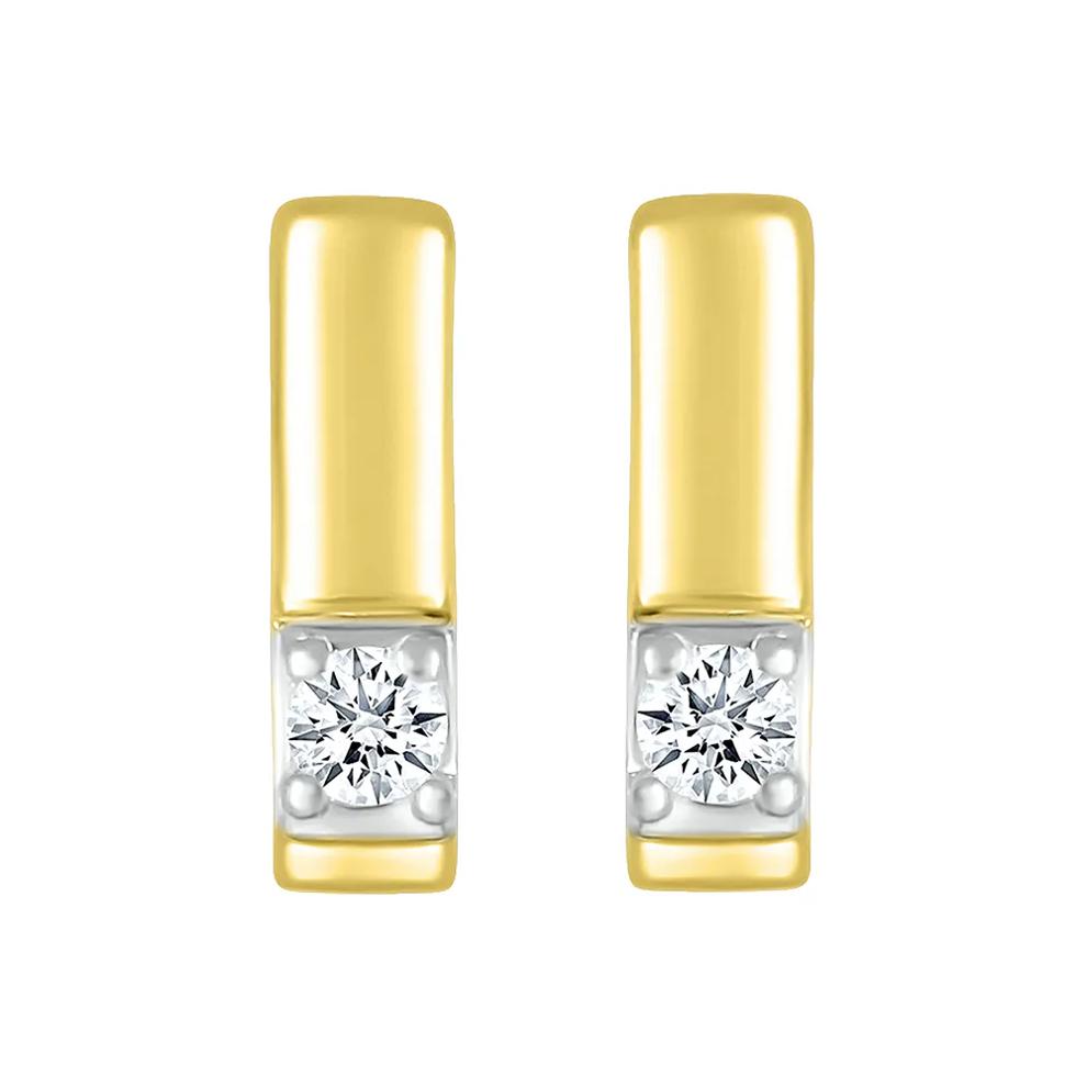 Diamond Accent Bar Stud Earrings in 10K Yellow Gold – Image 2 of 3
