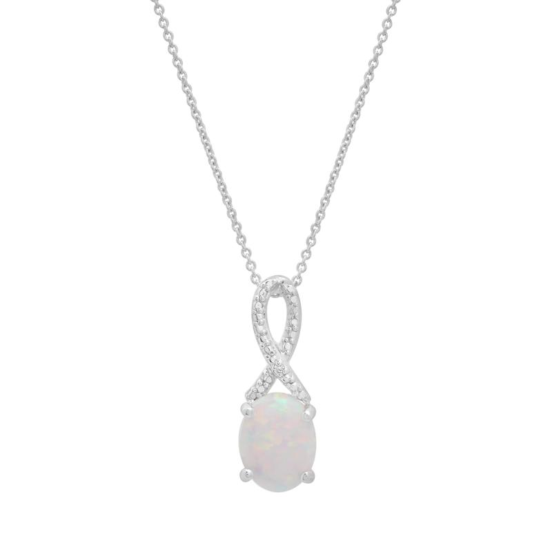 Lab-Created Opal and Diamond Accent Pendant &amp; Earrings Boxed Set in Sterling Silver – Image 3 of 6