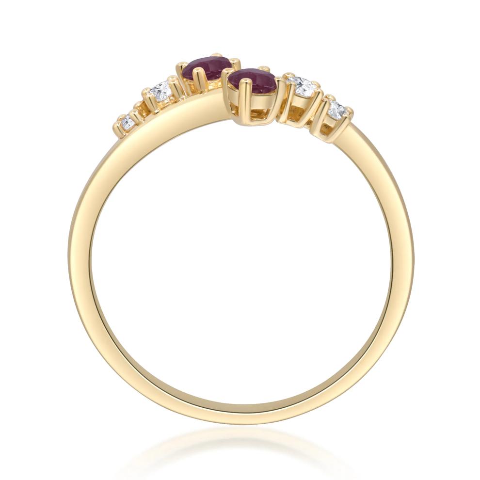 Ruby &amp; Diamond Bypass Ring in 10K Yellow Gold (1/8 ct. tw.) – Image 2 of 5