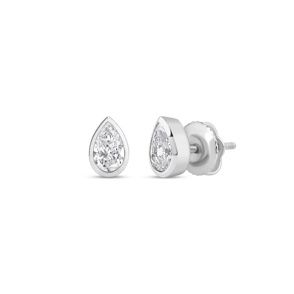 Lab Grown Diamond Bezel-Set Pear-Shaped Solitaire Stud Earrings in 14K White Gold (1/2 ct. tw.) – Image 1 of 3