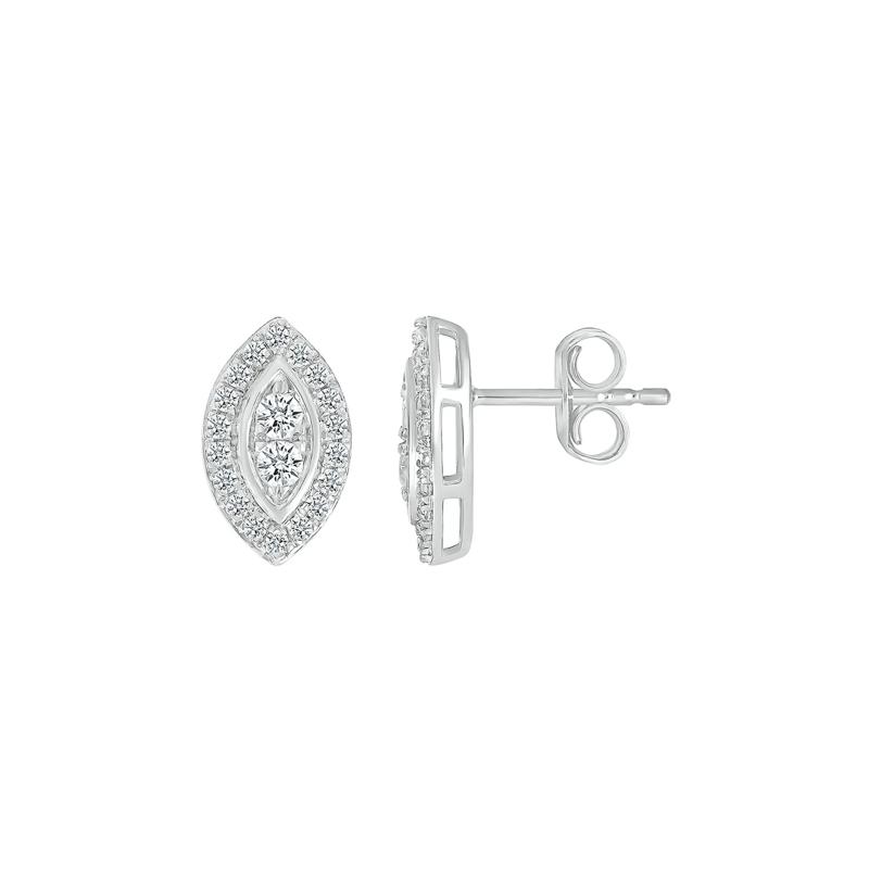 Marquise-Shaped Multi-Diamond Stud Earrings in 10K White Gold &#40;1/2 ct. tw.&#41; – Image 3 of 3