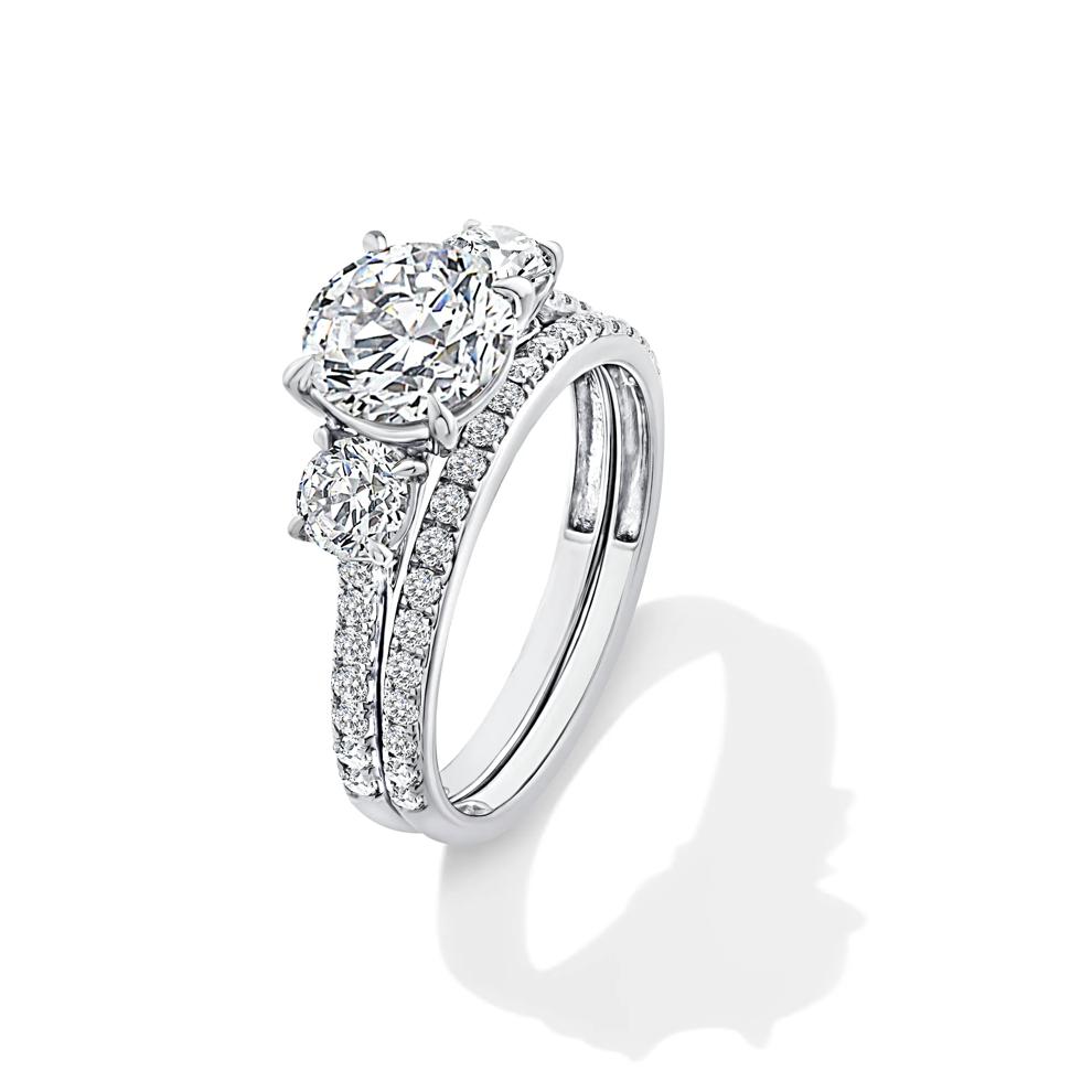 Lab Grown Diamond Three-Stone Engagement Set in 10K White Gold (2 1/2 ct. tw.) – Image 5 of 6
