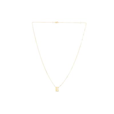 "E" Initial Necklace in 14K Yellow Gold