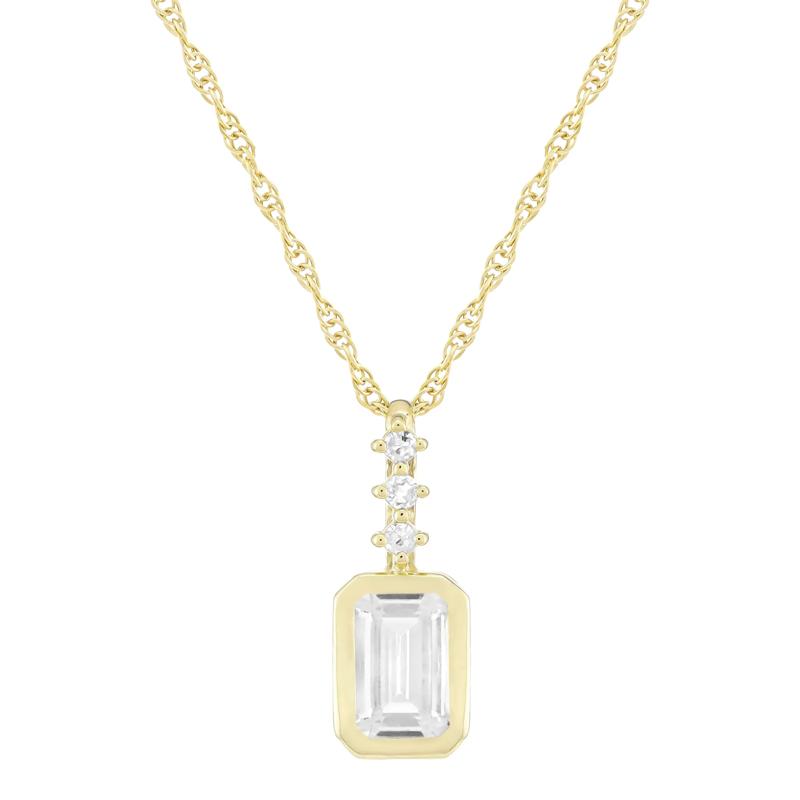 Lab-Created White Sapphire and Diamond Accent Pendant in 10K Yellow Gold – Image 1 of 3