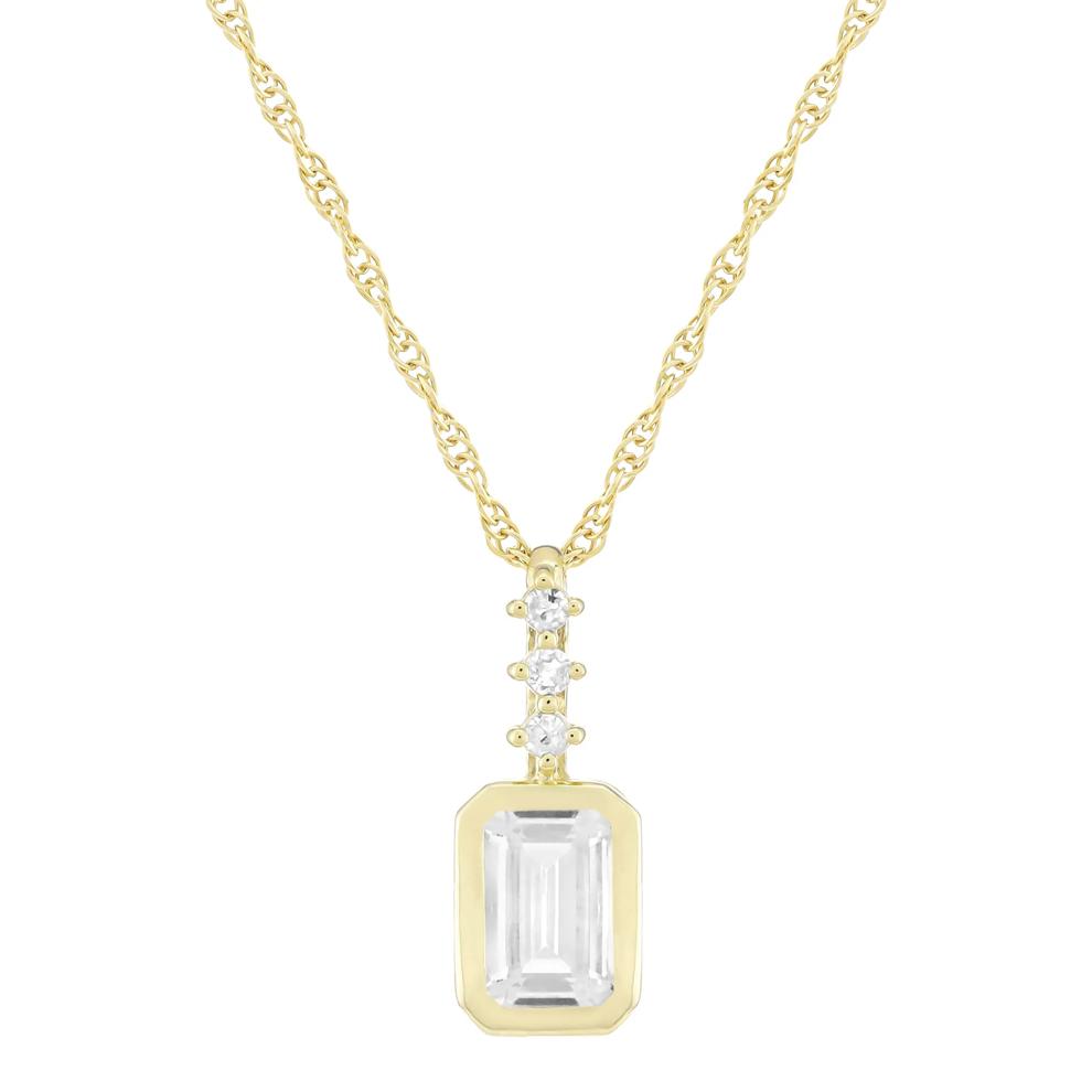 Lab-Created White Sapphire and Diamond Accent Pendant in 10K Yellow Gold – Image 1 of 3