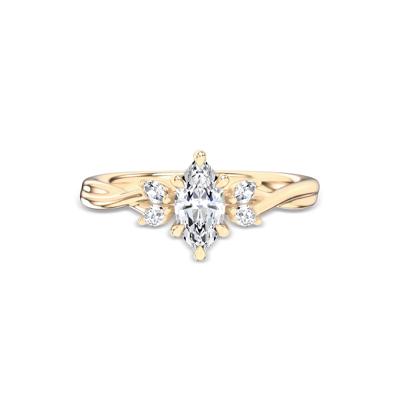 Diamond Marquise Twist-Shank Engagement Ring in 14K Yellow Gold (5/8 ct. tw.)