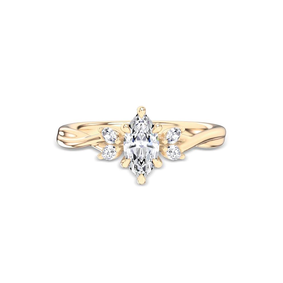 Diamond Marquise Twist-Shank Engagement Ring in 14K Yellow Gold (5/8 ct. tw.) – Image 1 of 4