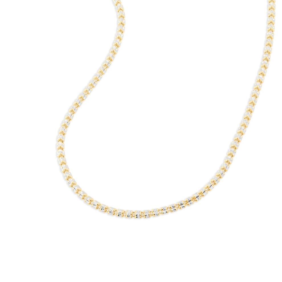 Polished Diamond-Cut Iced Chain in 10K Yellow &amp; White Gold, 1.3mm, 18" – Image 3 of 4