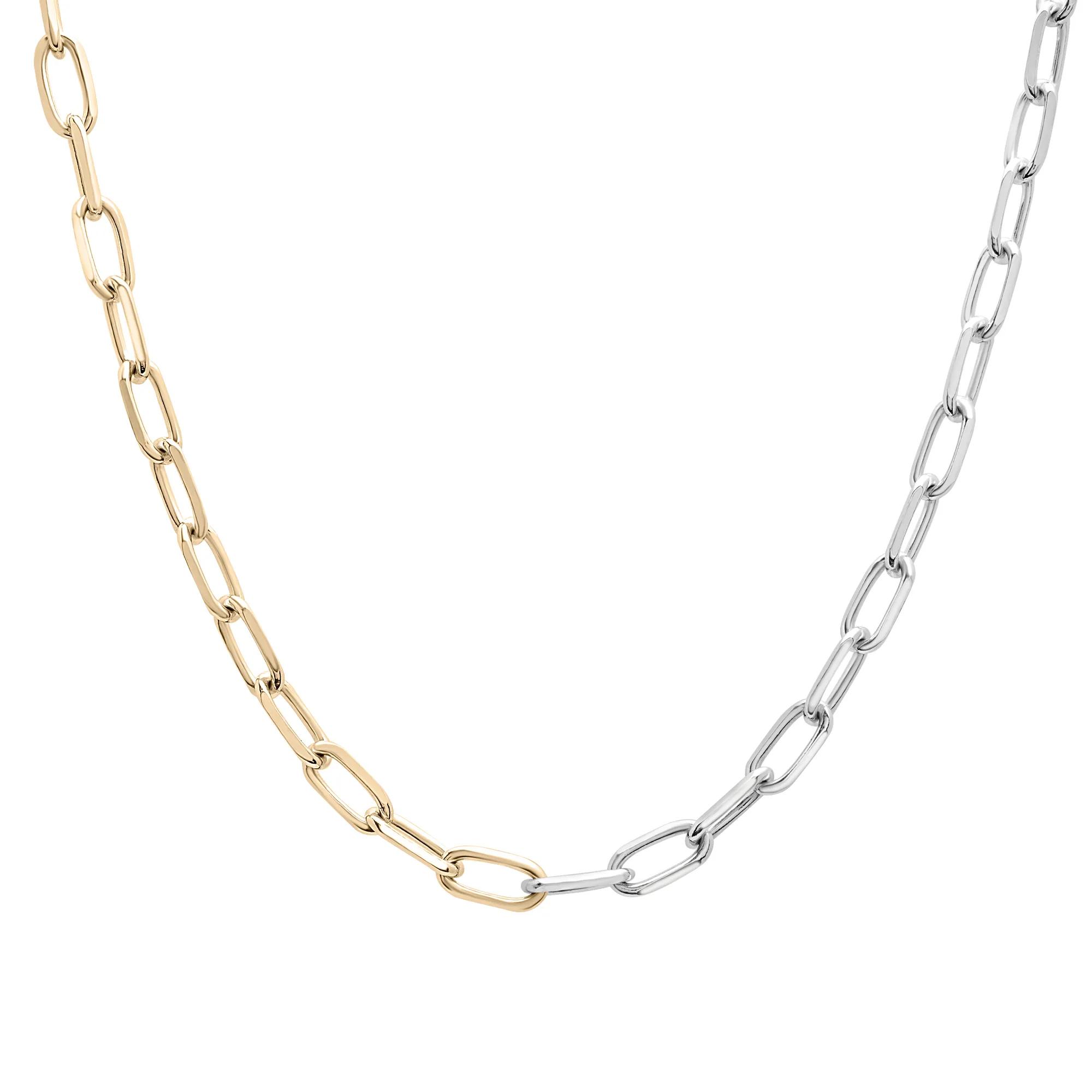 Two-Tone Paperclip Chain Necklace | Vermeil and Sterling Silver | White | Size 18" | Laure by Aurate