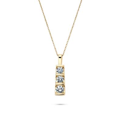 Lab Grown Diamond Three-Stone Pendant in 14K Gold (1 ct. tw.)