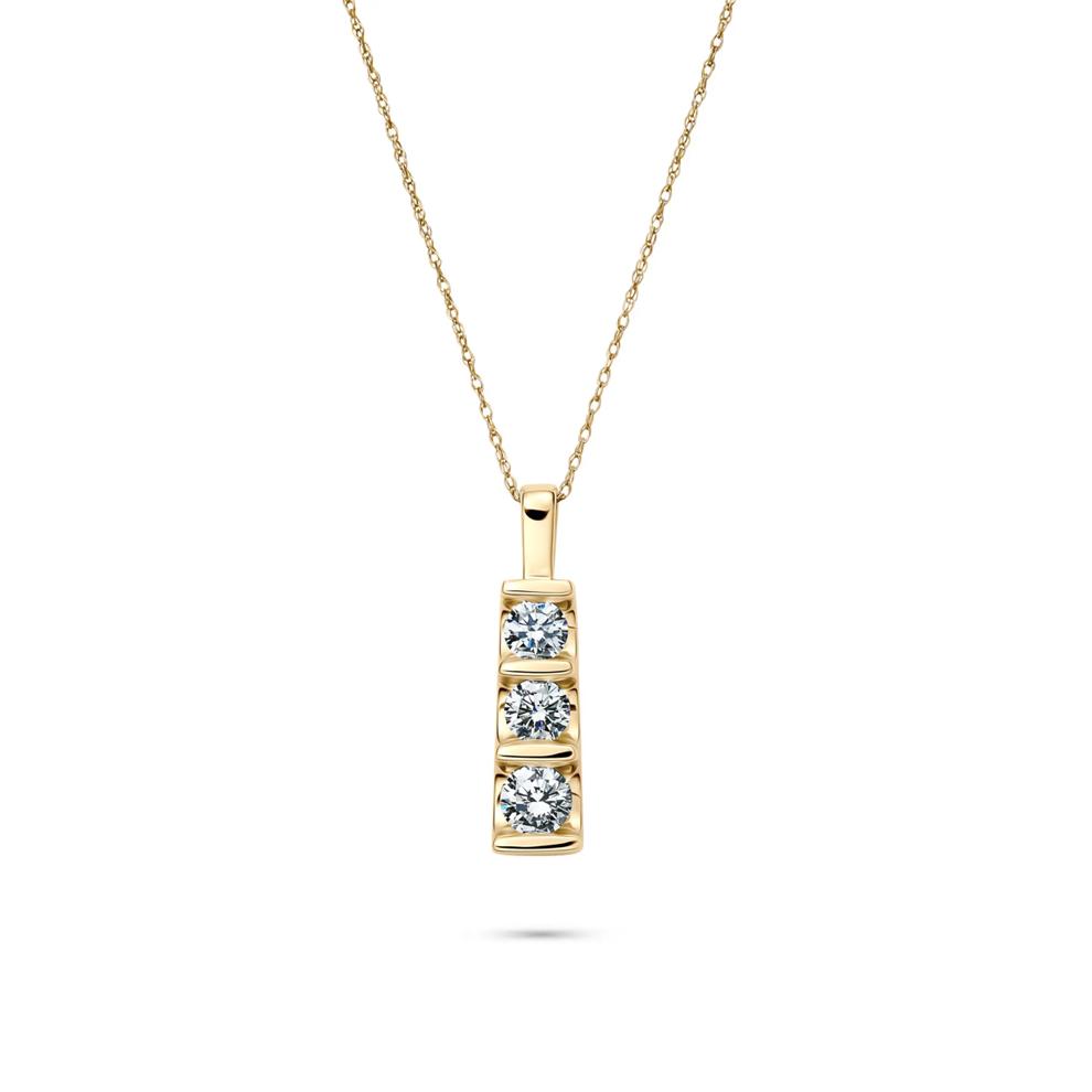 Lab Grown Diamond Three-Stone Pendant in 14K Yellow Gold (1 ct. tw.) – Image 1 of 4
