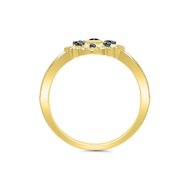 Vintage-Style Milgrain Black Diamond Ring in 10K Yellow Gold &#40;1/8 ct. tw.&#41; – Image 2 of 3