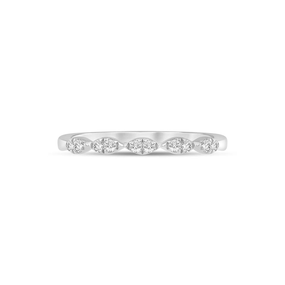 Diamond Faux-Marquise Anniversary Band in 10K White Gold (1/7 ct. tw.) – Image 1 of 3