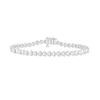 Diamond Heart Illusion Push-Lock Bracelet in Sterling Silver (1/2 ct. tw.)