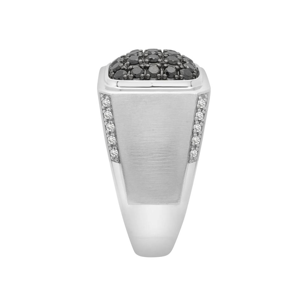 Men's Black &amp; White Diamond Pav&eacute; Cushion Ring in Sterling Silver (7/8 ct. tw.) – Image 3 of 5