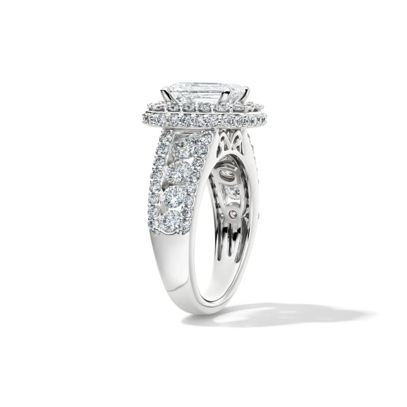 Lab Grown Diamond Emerald-Cut Halo Engagement Ring in 14K White Gold &#40;4 ct. tw.&#41; – Image 3 of 5