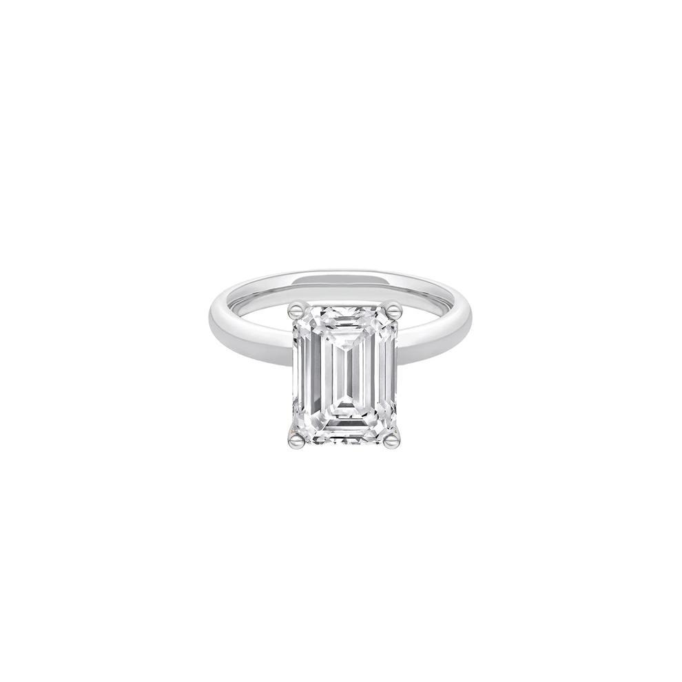 Lab Grown Diamond Emerald-Cut Solitaire Ring in 14K White Gold (4 ct.) – Image 1 of 4