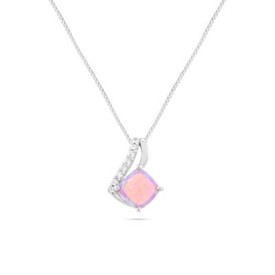 Lab-Created Opal & Lab-Created White Sapphire Pendant Necklace in Sterling Silver
