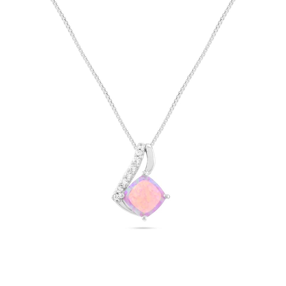 Lab-Created Opal &amp; Lab-Created White Sapphire Pendant Necklace in Sterling Silver – Image 1 of 4
