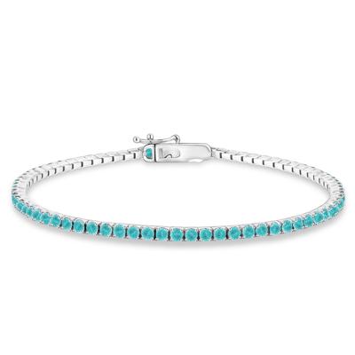 Lab-Created Green Paraiba Tourmaline Stack Bracelet in Sterling Silver, 7"