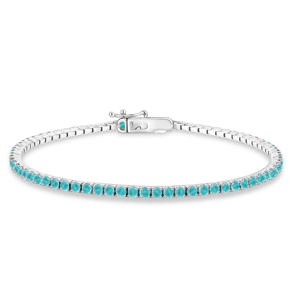 Lab-Created Green Paraiba Tourmaline Stack Bracelet in Sterling Silver, 7" – Image 1 of 2