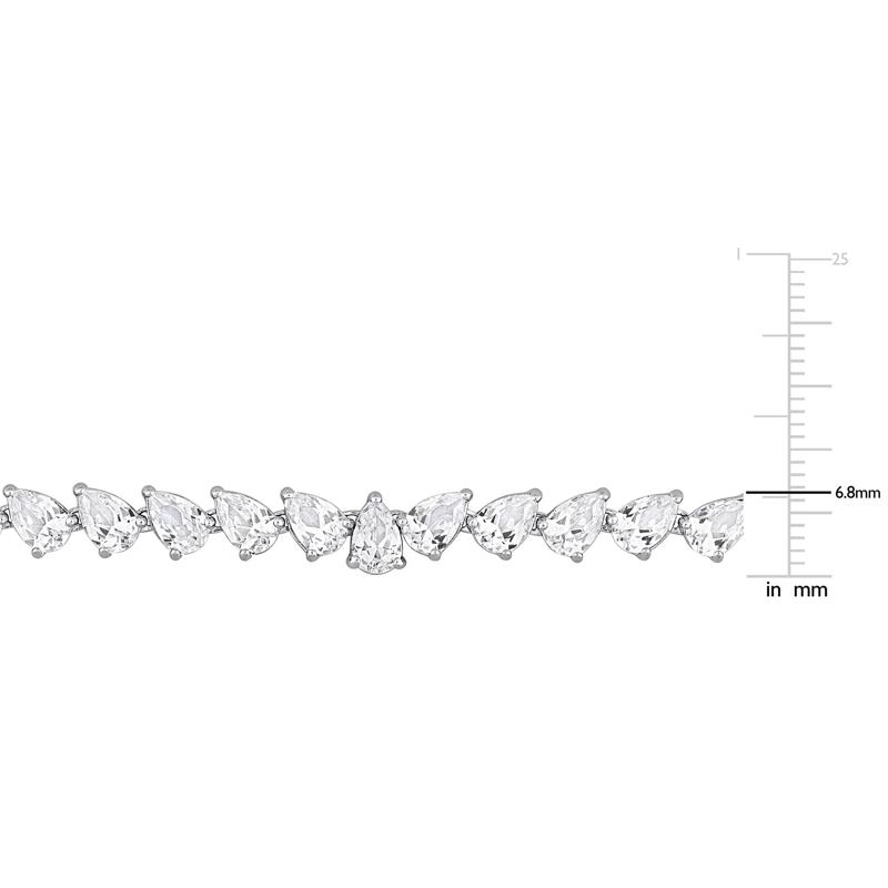 Lab Created Pear-Shaped White Sapphire Necklace in Sterling Silver – Image 4 of 6