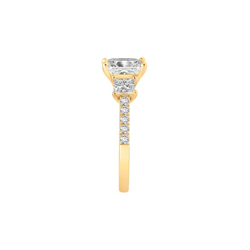 Lab Grown Diamond Princess-Cut Three-Stone Engagement Ring in 14K Yellow Gold (3 ct. tw.) – Image 3 of 4
