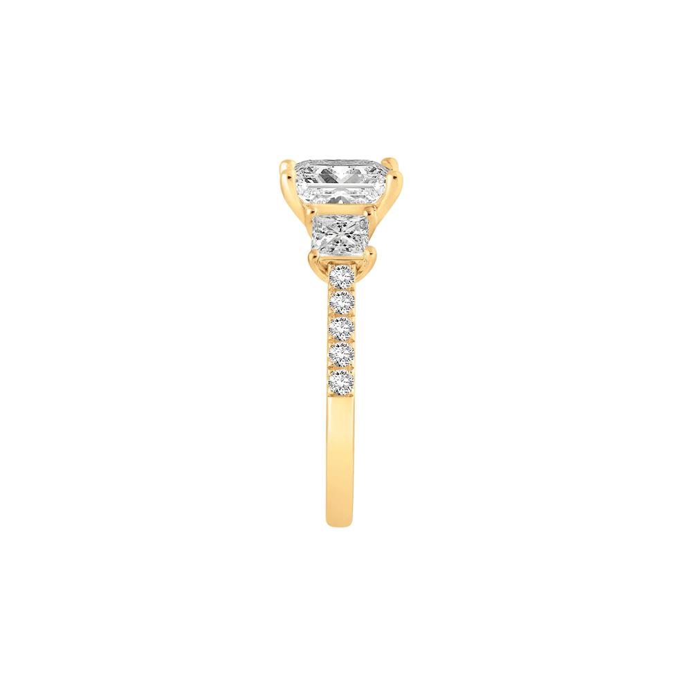 Lab Grown Diamond Princess-Cut Three-Stone Engagement Ring in 14K Yellow Gold (3 ct. tw.) – Image 3 of 4