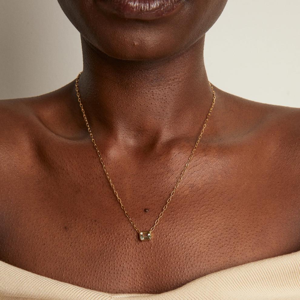 Green Amethyst Emerald-Cut Necklace in Vermeil – Image 6 of 7