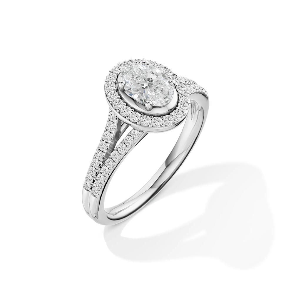 Oval Center Diamond Halo Engagement Ring in Platinum (3/4 ct. tw.) – Image 2 of 4