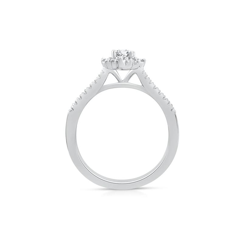 Oval Burst Halo Engagement Ring in 14K White Gold &#40;1/2 ct. tw.&#41; – Image 2 of 3