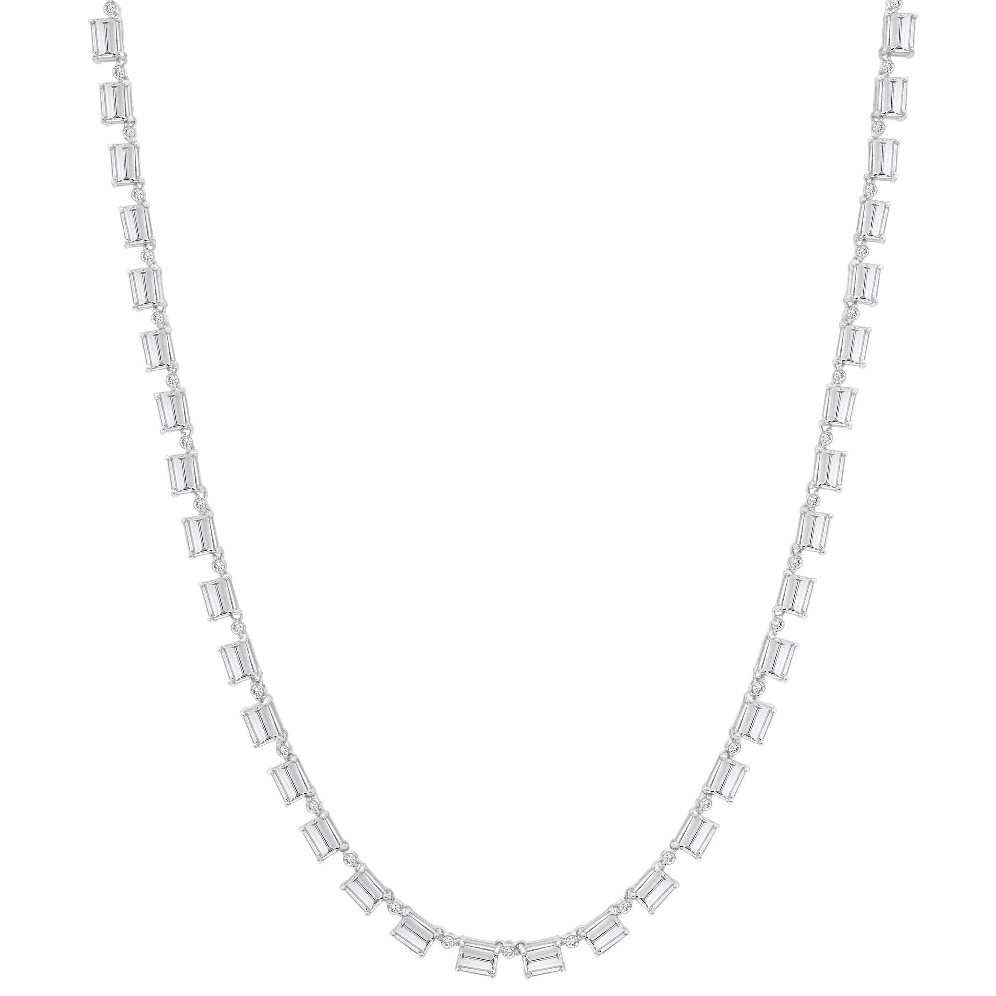 Lab-Created White Sapphire Tennis Necklace in Sterling Silver