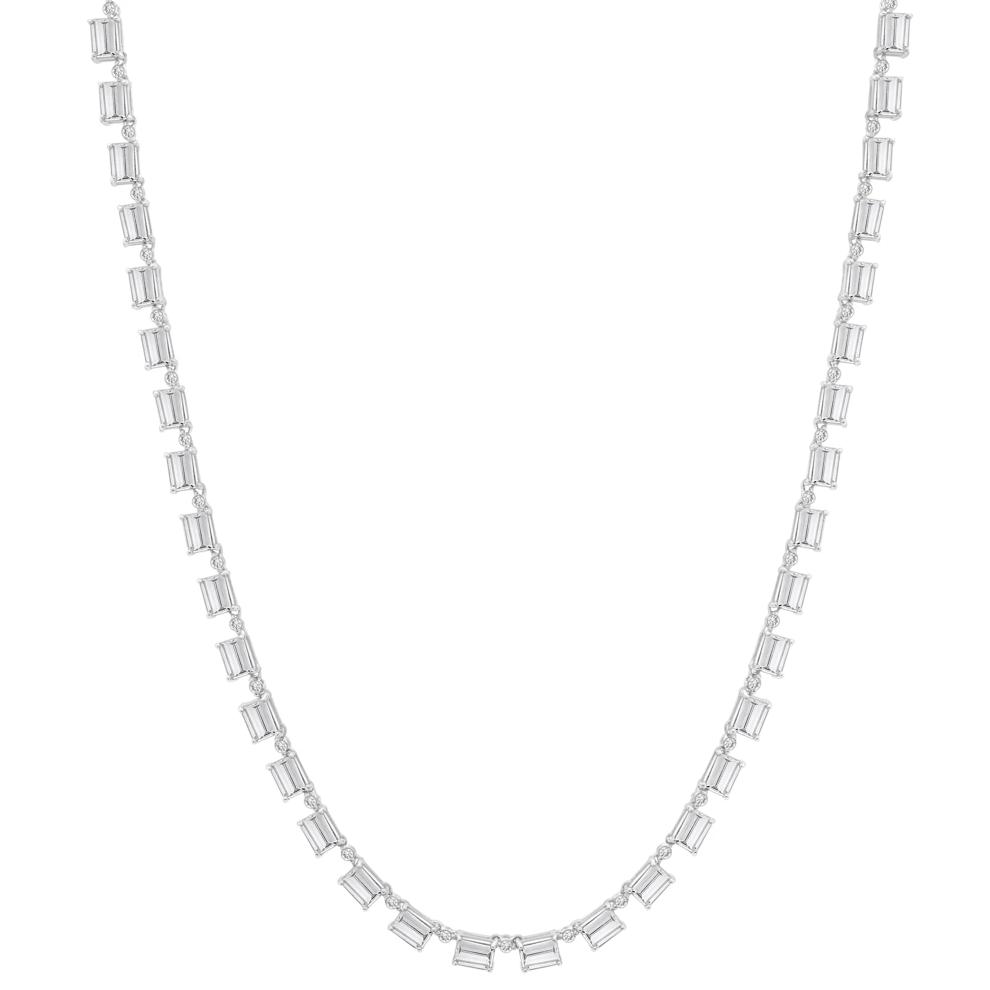 Lab-Created White Sapphire Tennis Necklace in Sterling Silver – Image 1 of 5