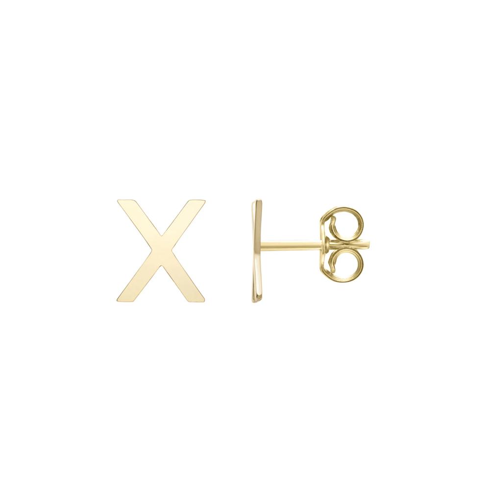 Initial Stud Earrings Letter &ldquo;X&rdquo; in 14K Yellow Gold – Image 1 of 1