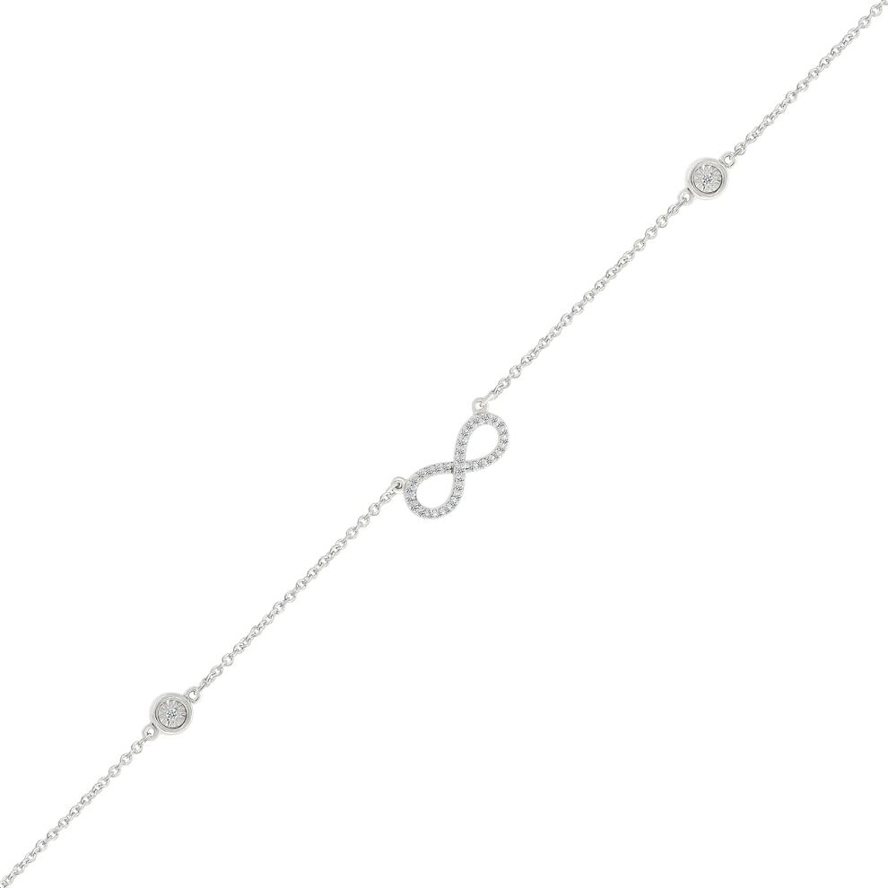 Diamond Accent Infinity Anklet in Sterling Silver – Image 2 of 2