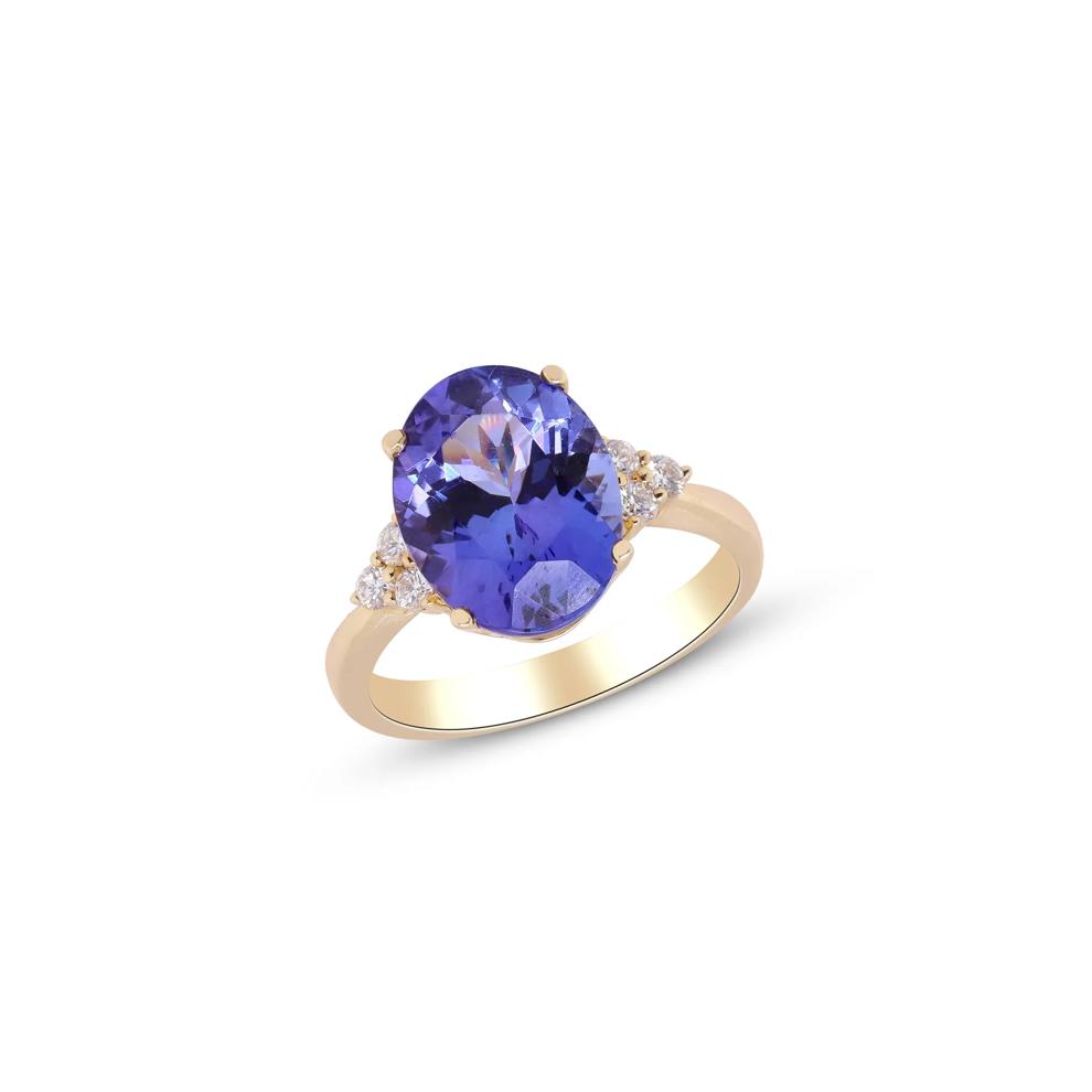 Tanzanite and Diamond Ring in 14K Yellow Gold (1/5 ct. tw.) – Image 4 of 4