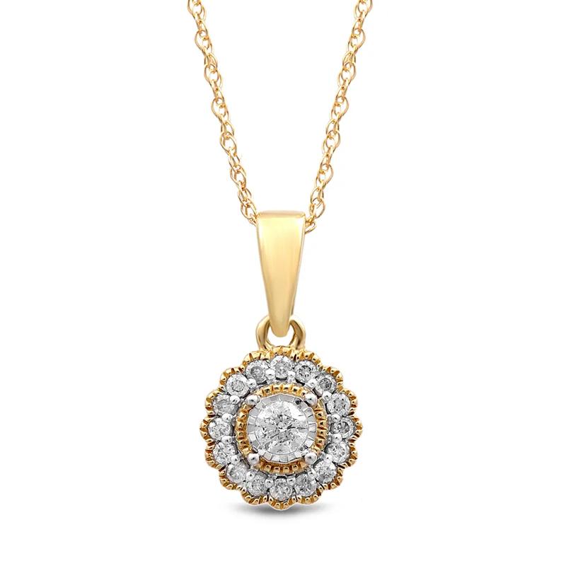 1/7 ct. tw. Diamond Pendant in 10K Yellow Gold – Image 1 of 2