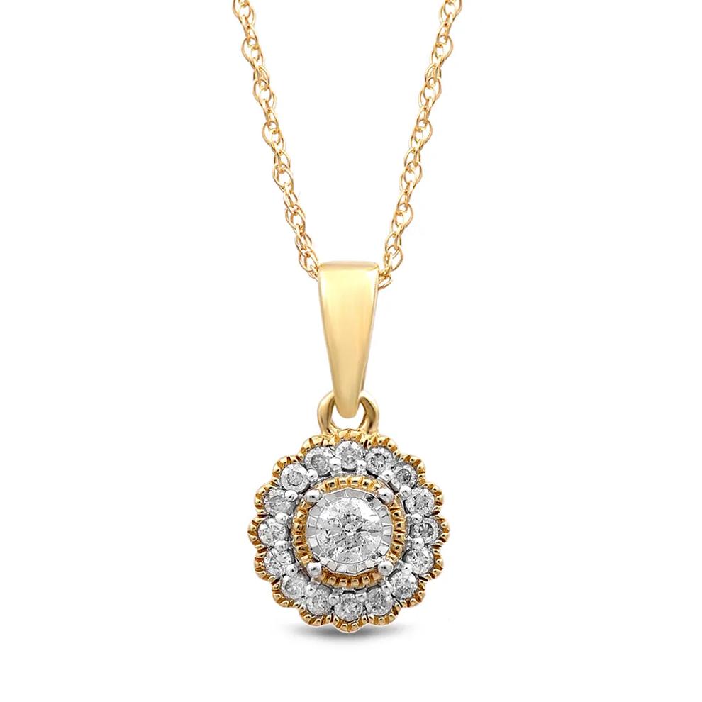 1/7 ct. tw. Diamond Pendant in 10K Yellow Gold – Image 1 of 2