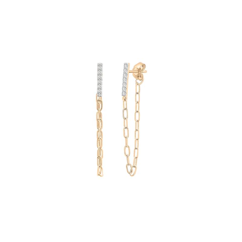Diamond Bar Paperclip Chain Earrings in Vermeil &#40;1/7 ct. tw.&#41; – Image 1 of 3
