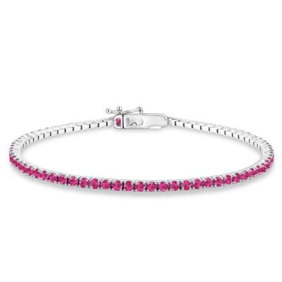 Lab-Created Ruby Stack Bracelet in Sterling Silver, 7"