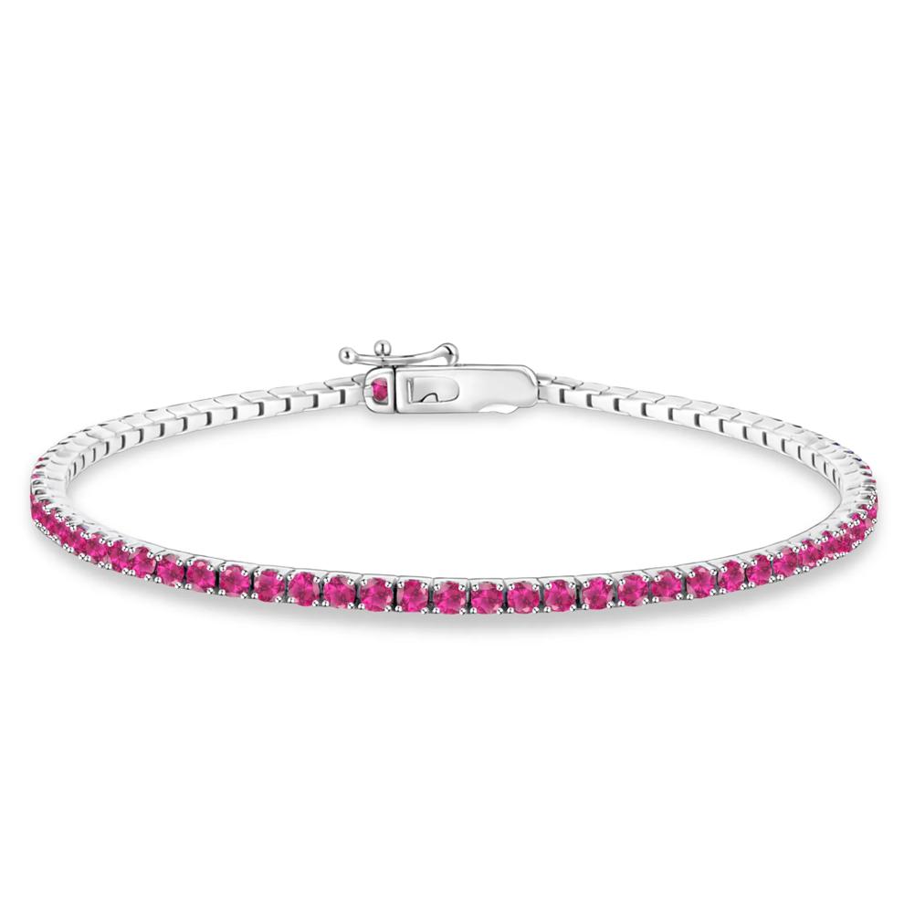 Lab-Created Ruby Stack Bracelet in Sterling Silver, 7" – Image 1 of 2