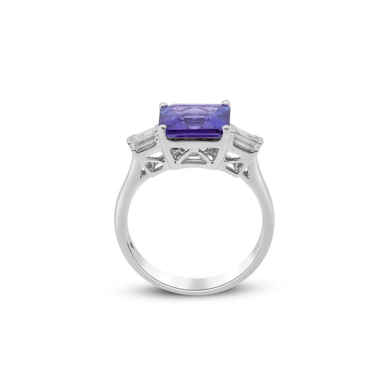 Blue Tanzanite and Diamond Ring in 18K White Gold &#40;3/8 ct. tw.&#41; – Image 4 of 4