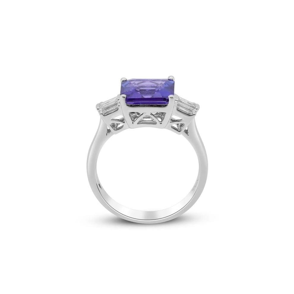 Blue Tanzanite and Diamond Ring in 18K White Gold (3/8 ct. tw.) – Image 4 of 4