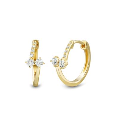 Lab Grown Diamond Bypass Huggie Hoop Earrings in 10K Yellow Gold (1/4 ct. tw.)