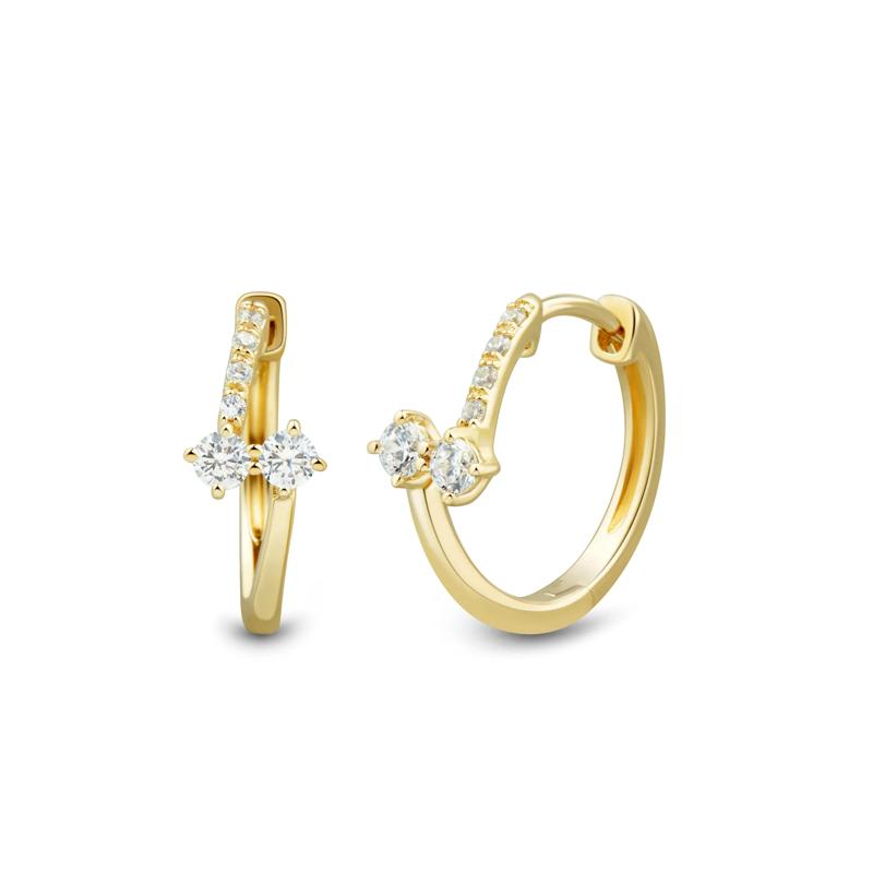 Lab Grown Diamond Bypass Huggie Hoop Earrings in 10K Yellow Gold &#40;1/4 ct. tw.&#41; – Image 1 of 2